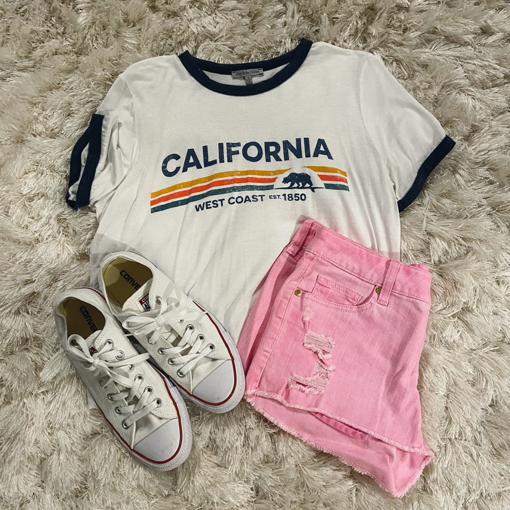 Decree light pink denim shorts